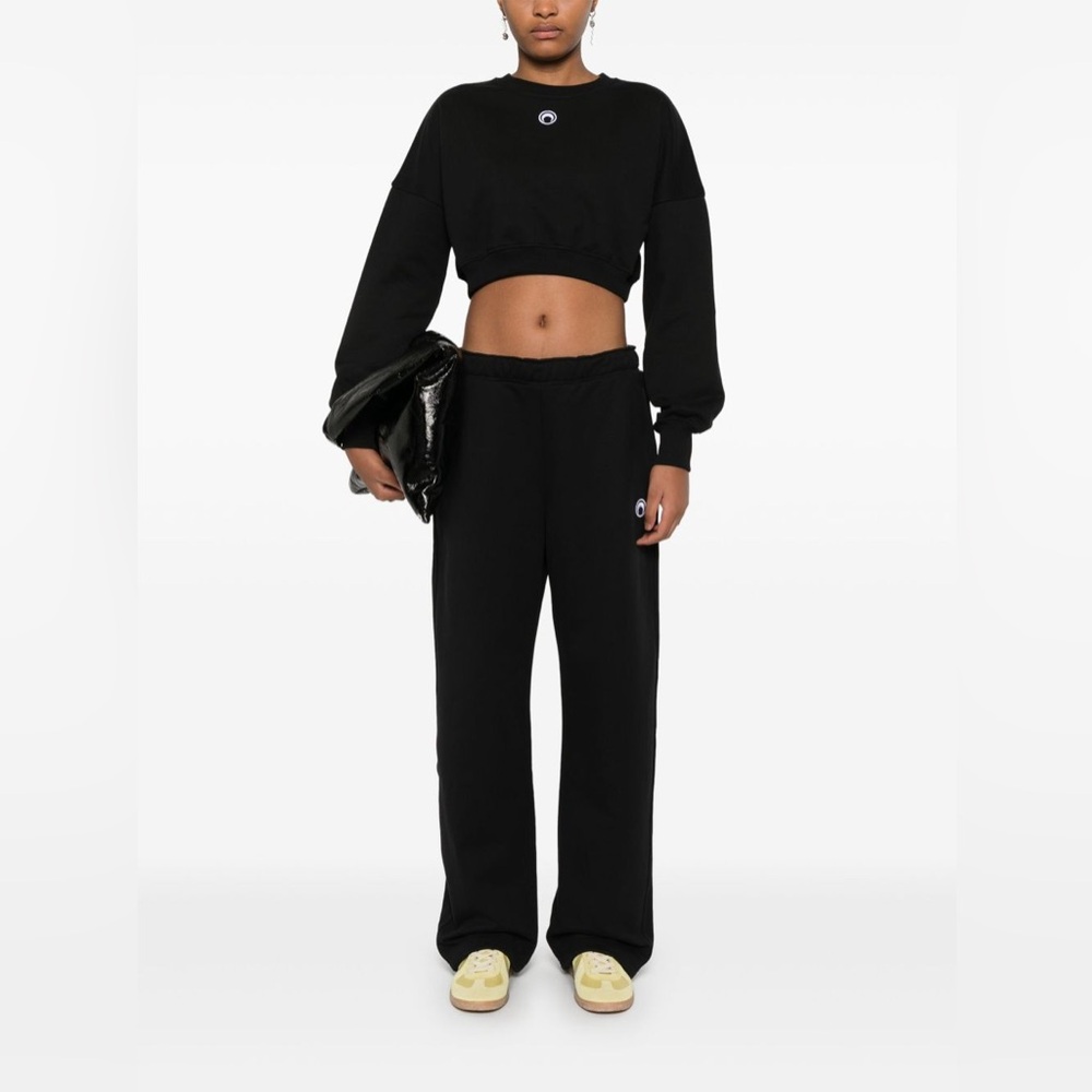 Marine Serre Women's Cropped Sweatshirt Black 99 Size XS - Picture 7 of 15